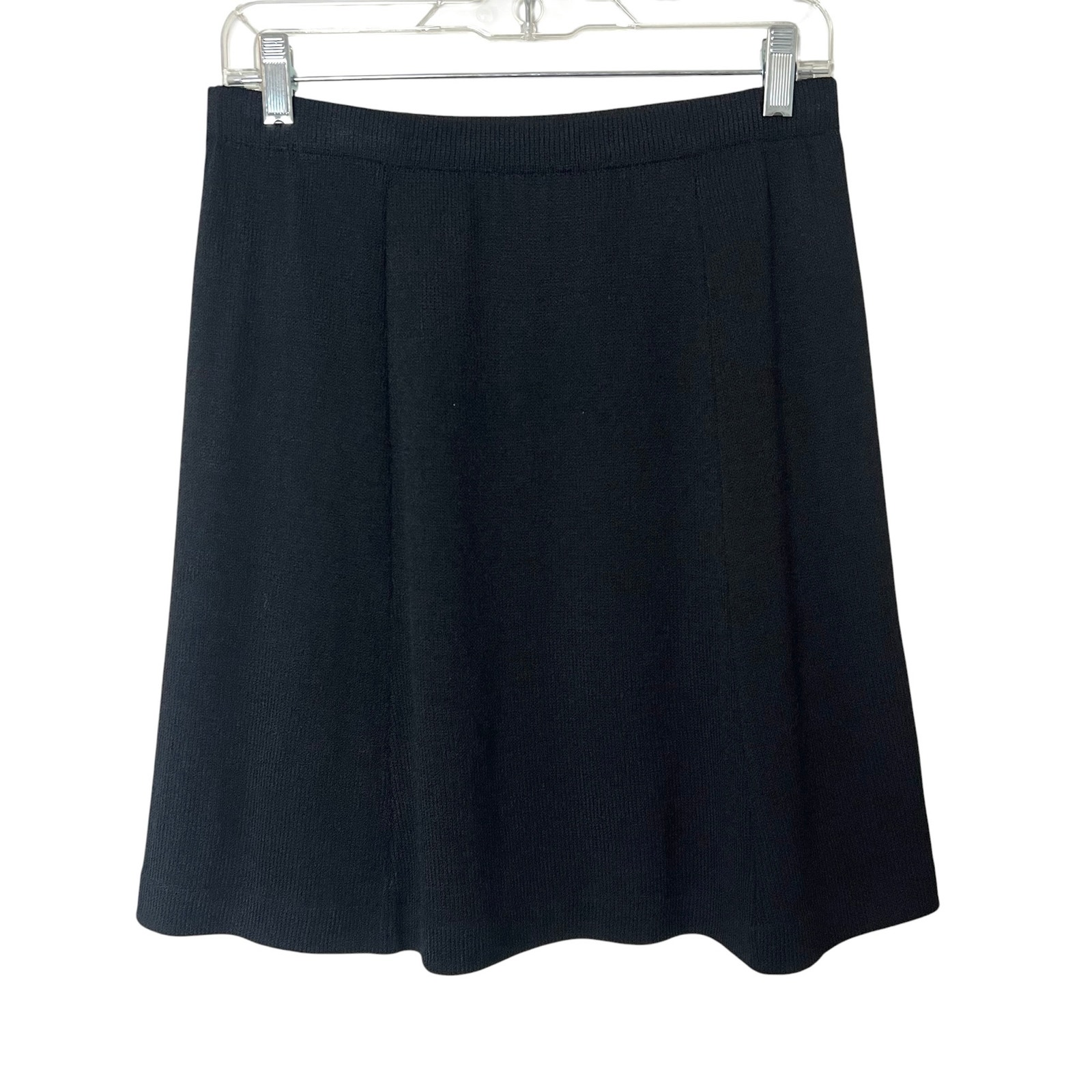 St. John Collection Knit A-Line Skirt Flared Hem Black Classic Career Size 10